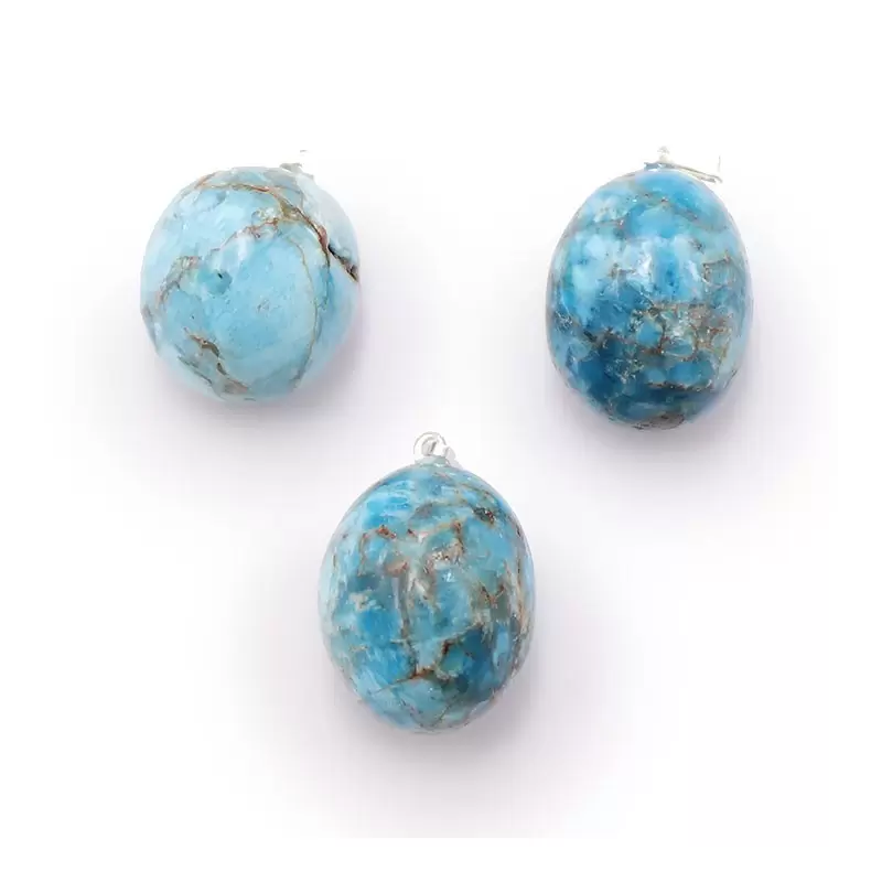 Pendentif Pierre roulée en Apatite Bleue - Les Merveilles de