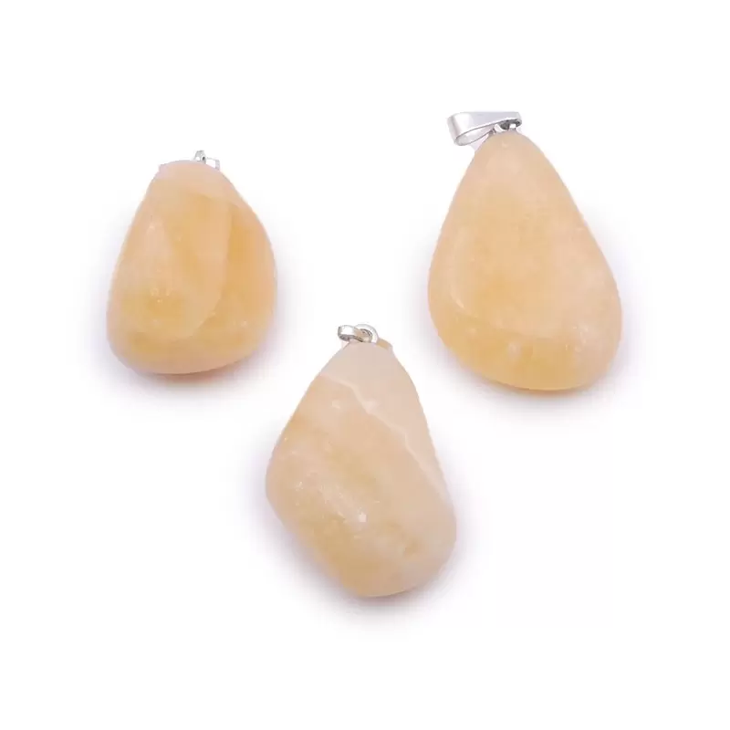 Pendentif Pierre roulée en Calcite Orange - Les Merveilles de