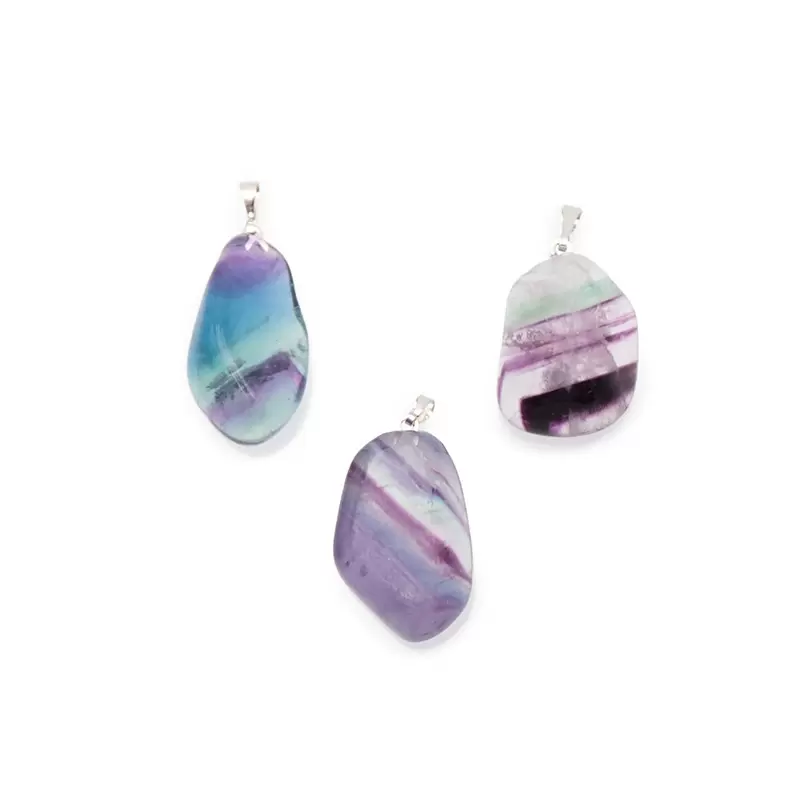 Pendentif Pierre roulée en Fluorite Multicolore - Les