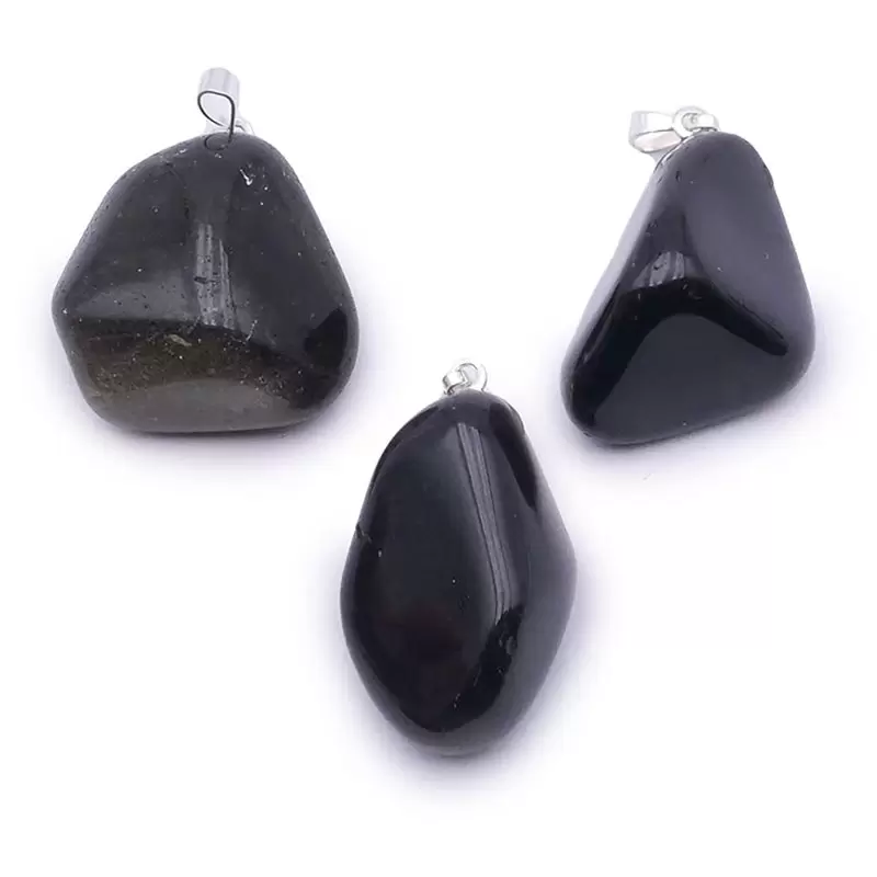 Pendentif Pierre roulée en Obsidienne Dorée - Les Merveilles de