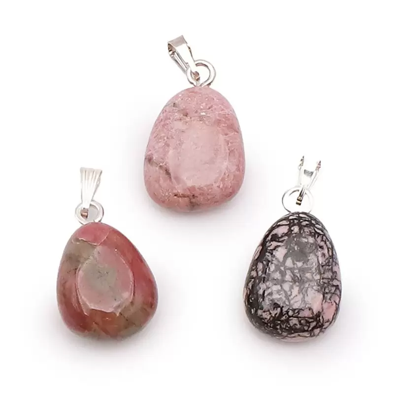 Pendentif Pierre roulée en Rhodonite - Les Merveilles de Lilou