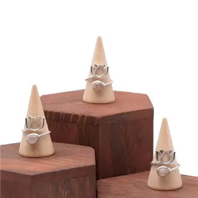 Bague « Lotus » réglable avec gemme Quartz Rose