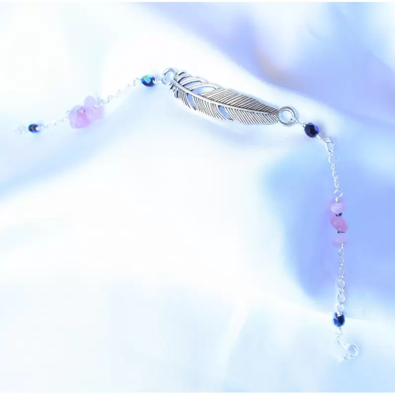 Chaine de cheville "Pauline" en Quartz rose