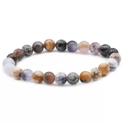 Bracelet à boules en Agate Dendritique - Les Merveilles de Lilou