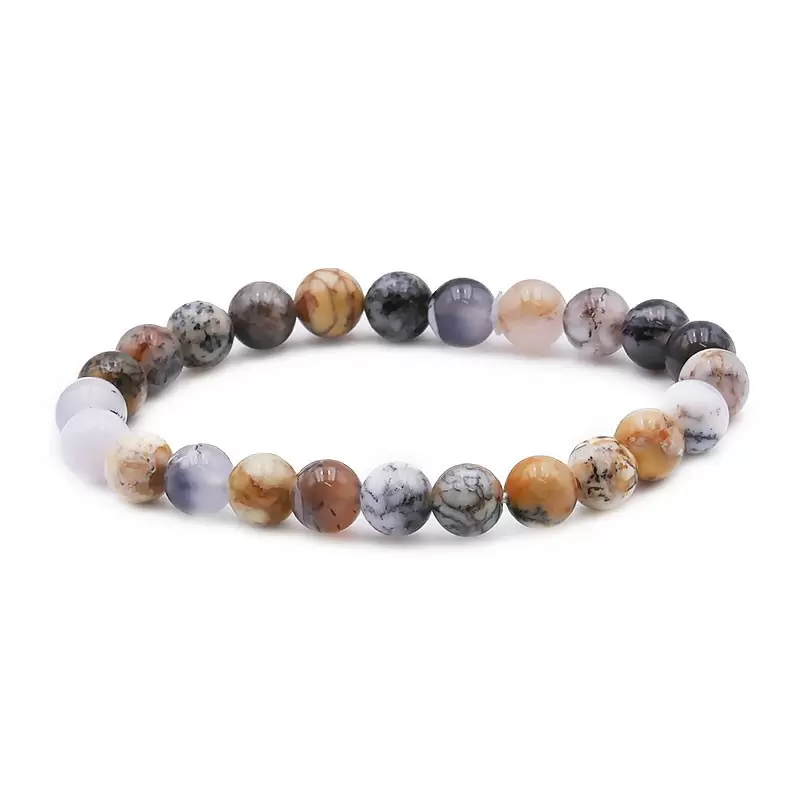 Bracelet à boules en Agate Dendritique - Les Merveilles de Lilou