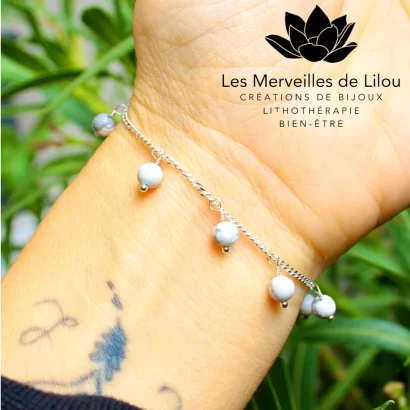 Bracelet Léna en Howlite blanche & Argent 925 - Les Merveilles