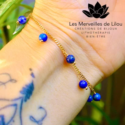 Bracelet Léna en Lapis lazuli & Plaqué Or - Les Merveilles de