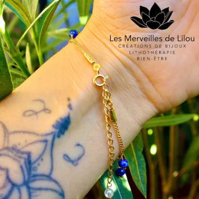 Bracelet Léna en Lapis lazuli & Plaqué Or - Les Merveilles de