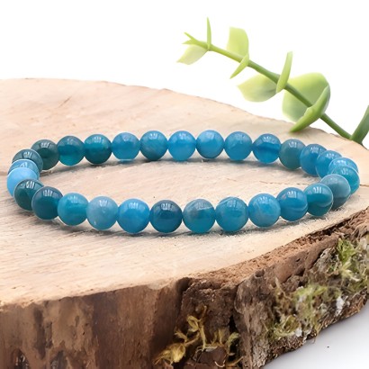 Bracelet à boules en Apatite Bleue - Les Merveilles de Lilou