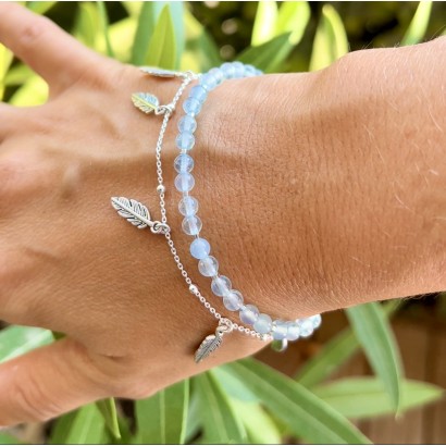 Bracelet Athéna en Aigue Marine & Argent 925 - Les Merveilles