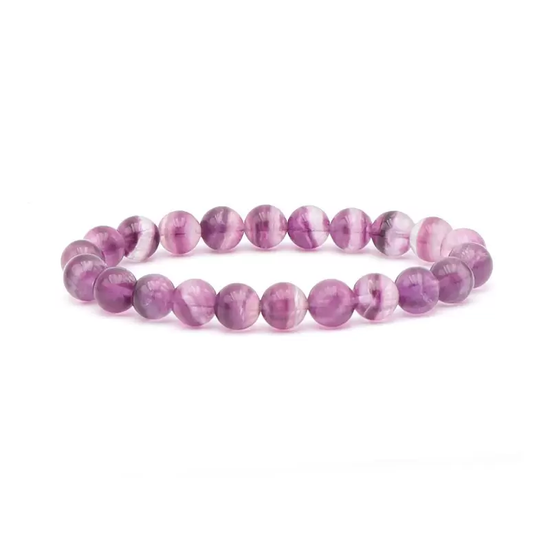 Bracelet à boules en Fluorite Violette Rainbow - Les Merveilles