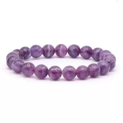 Bracelet à boules en Fluorite Violette Rubanée - Les Merveilles