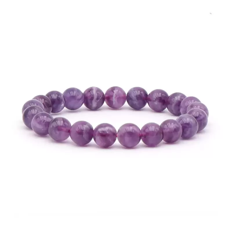 Bracelet à boules en Fluorite Violette Rubanée - Les Merveilles