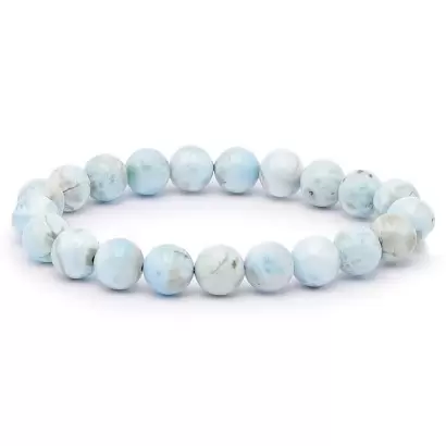 Bracelet à boules en Larimar - Les Merveilles de Lilou