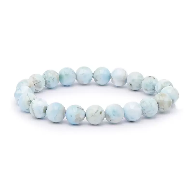 Bracelet à boules en Larimar - Les Merveilles de Lilou