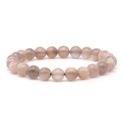 Bracelet à boules en Pierre de Lune Grise - Les Merveilles de