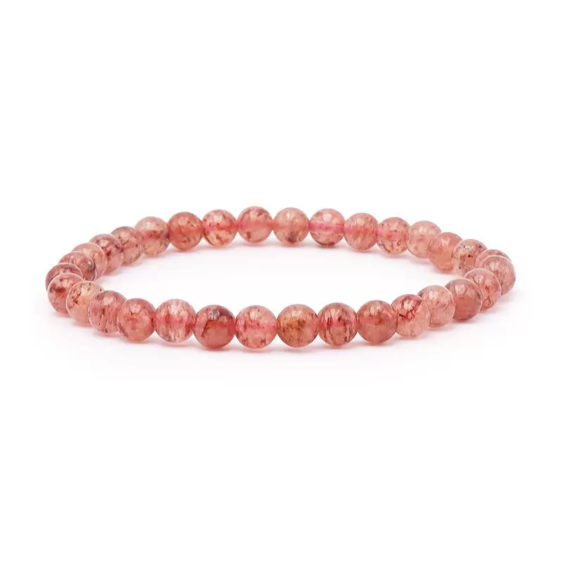 Bracelet à boules en Quartz Fraise - Les Merveilles de Lilou