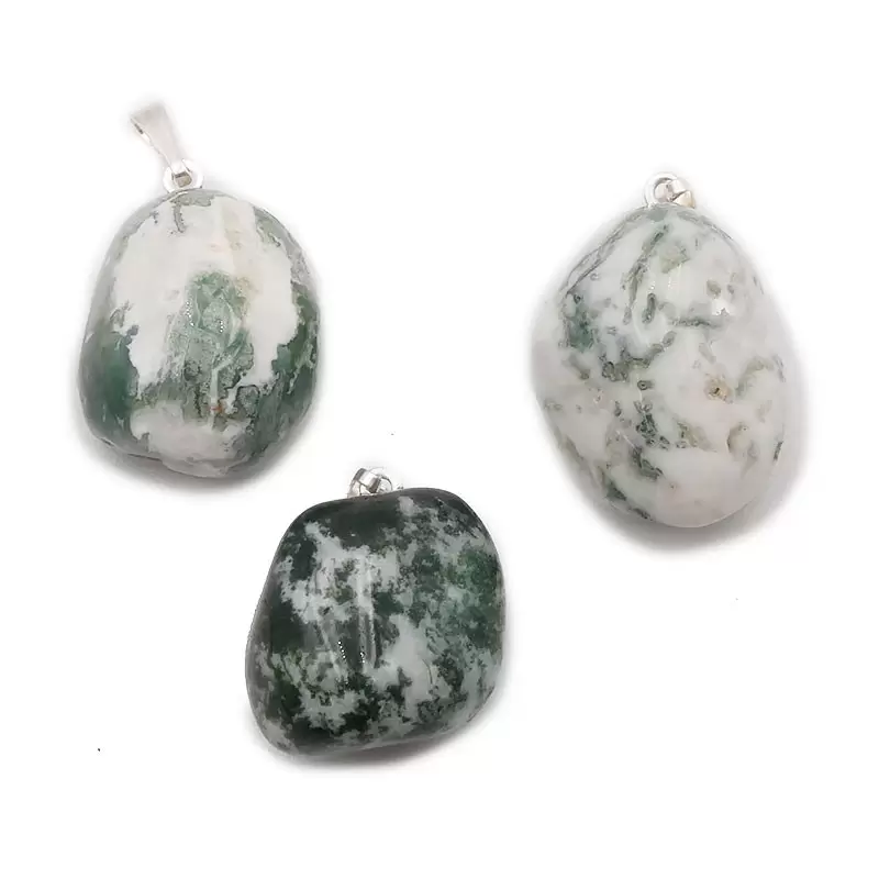 Pendentif Pierre roulée en Agate Arbre - Les Merveilles de Lilou