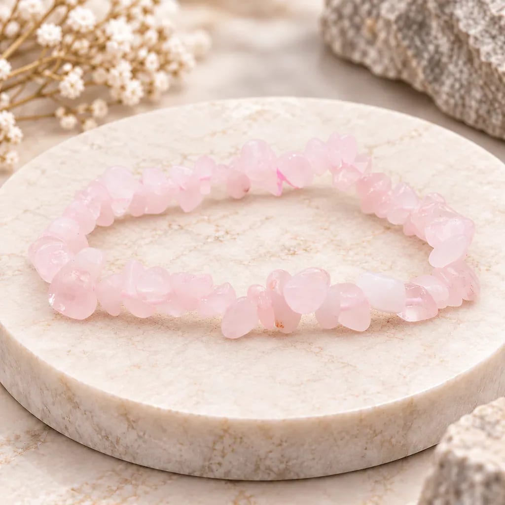 Bracelet baroque en quartz rose de Madagascar · Grade A+