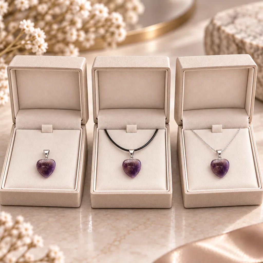 Pendentif cœur en améthyste du Brésil — Grade A