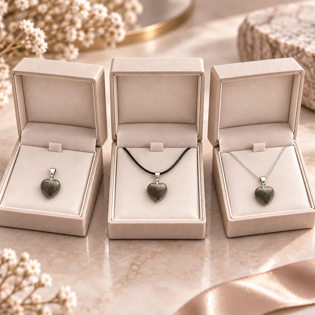 Pendentif cœur en pyrite du Pérou · Grade A