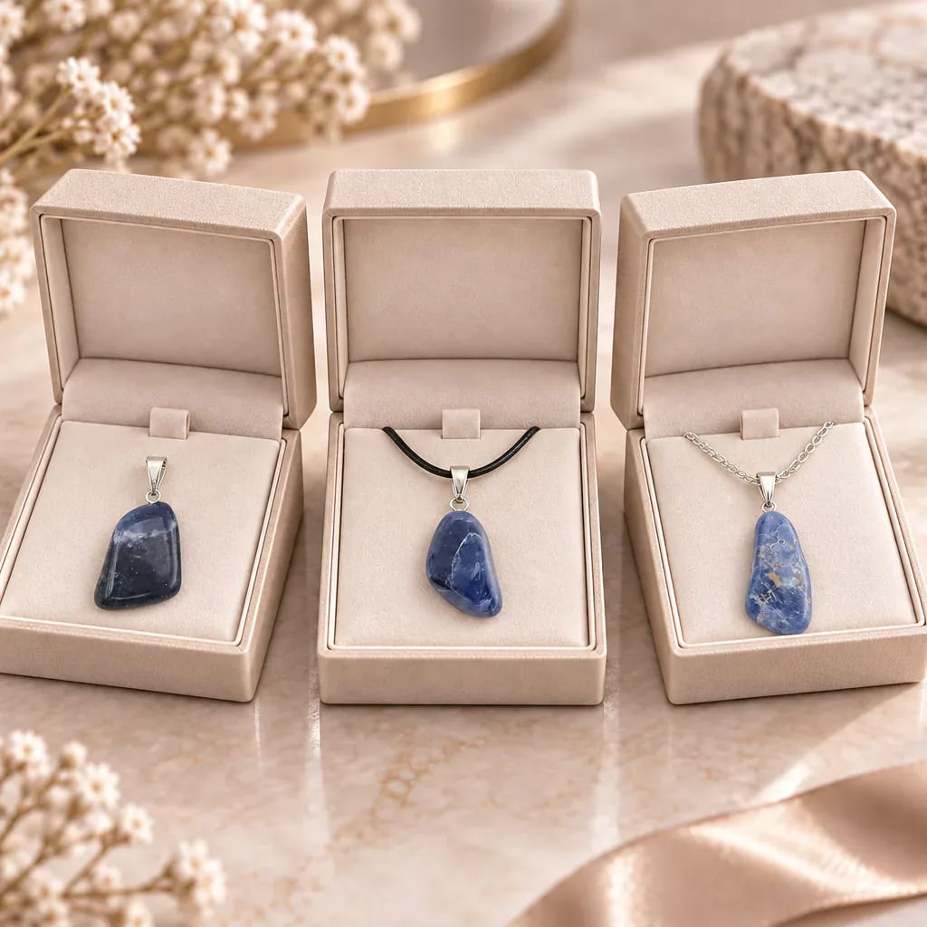 Pendentif pierre roulée en sodalite du Brésil · Grade A
