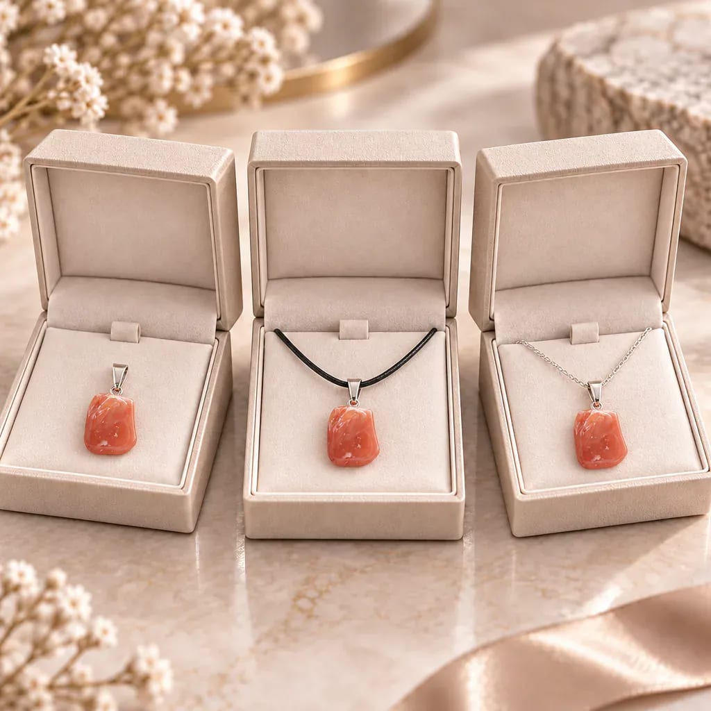 Pendentif pierre roulée en agate orange du Brésil · Grade A