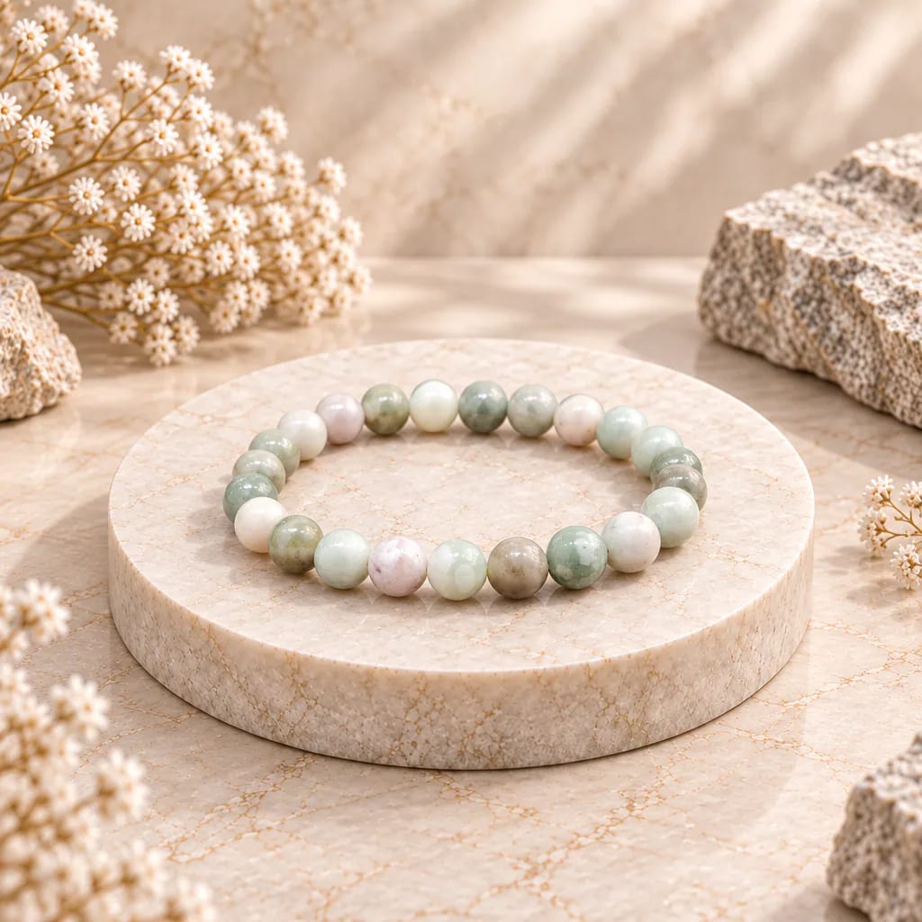 Bracelet à boules en jade hétian de Chine — 8 mm — Grade A