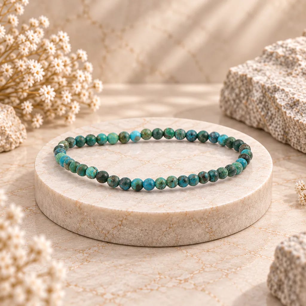 Bracelet à boules en Chrysocolle · 4 mm · Congo-Kinshasa · Grade A+