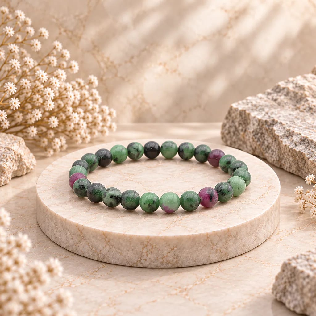 Bracelet à boules en Rubis zoïsite · 6 mm · Tanzanie · Grade A