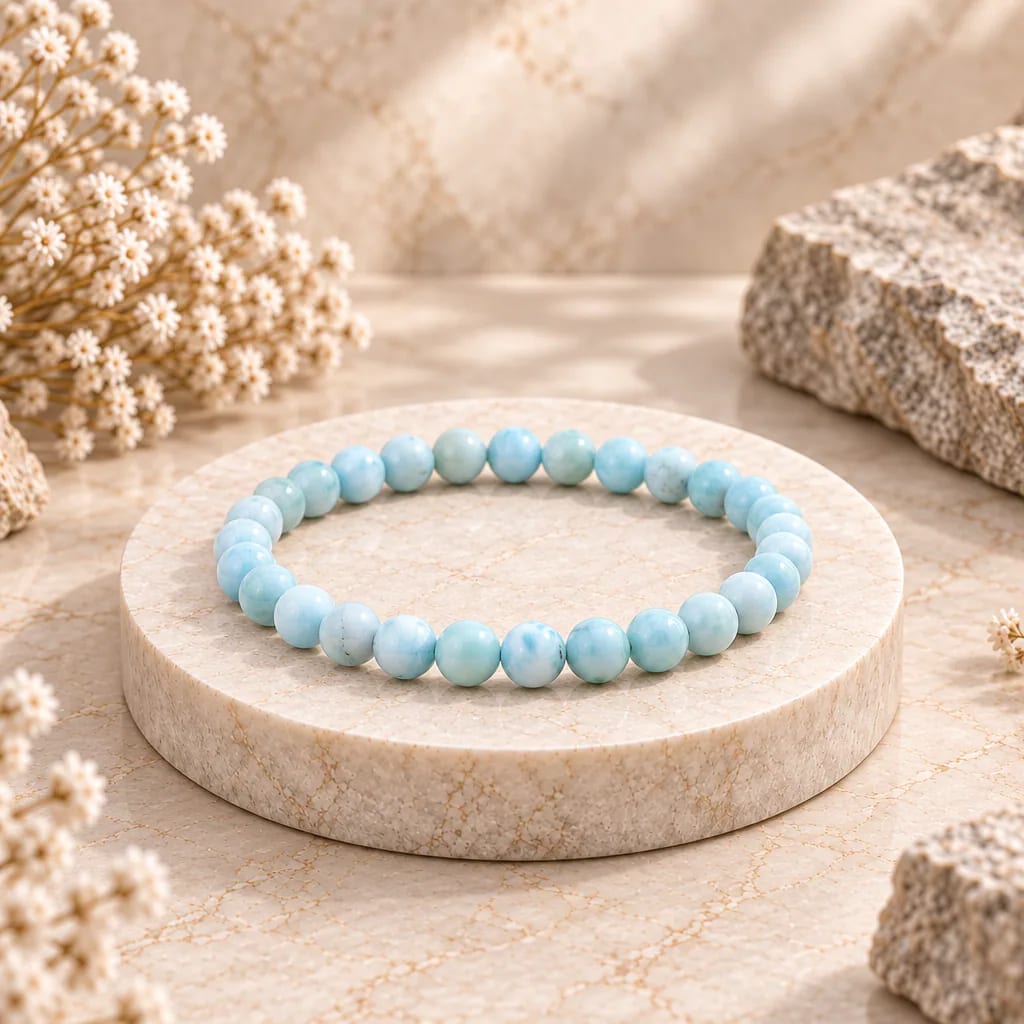 Bracelet à boules en Larimar · 6 mm · République dominicaine · Grade AA
