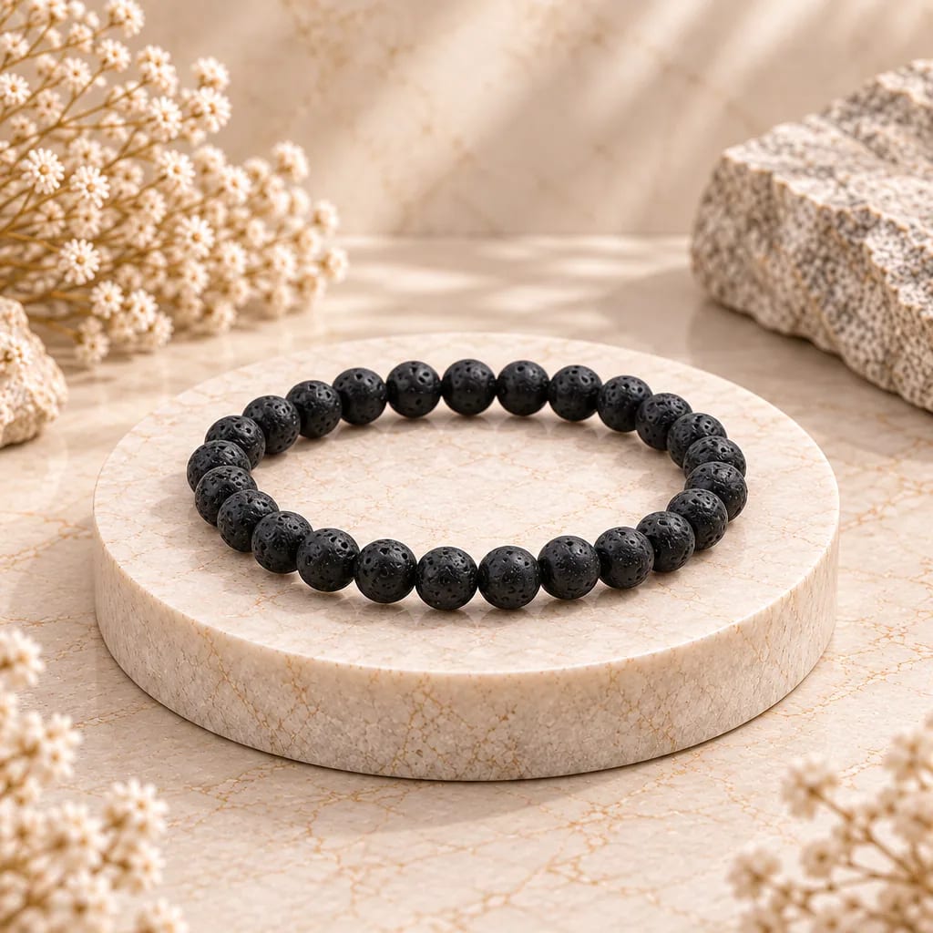 Bracelet à boules en Pierre de lave · 6 mm · Chine · Grade AB