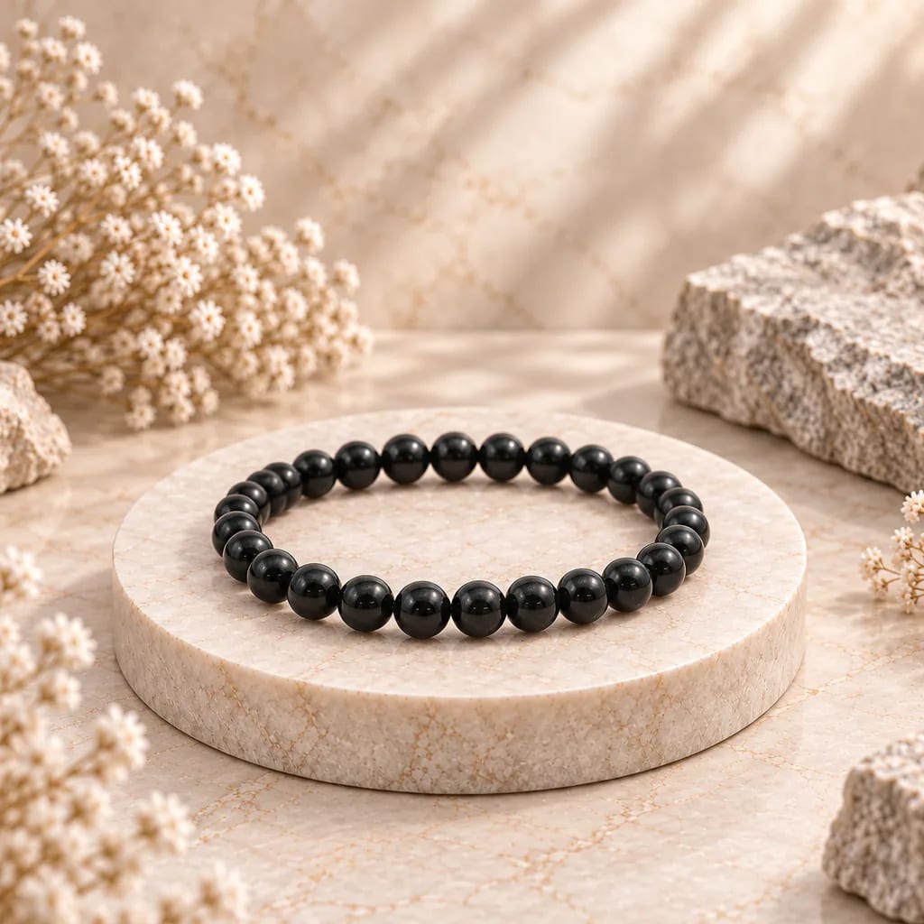 Bracelet à boules en Obsidienne noire · 6 mm · Mexique · Grade A