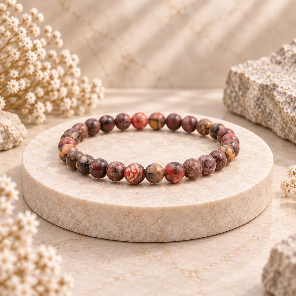 Bracelet à boules en Jaspe léopard · 6 mm · Brésil · Grade A+