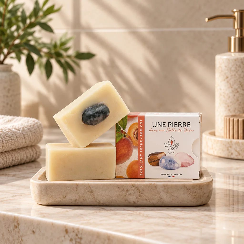 Savon exfoliant 100% naturel · Parfum PÊCHE/ABRICOT · Grade A