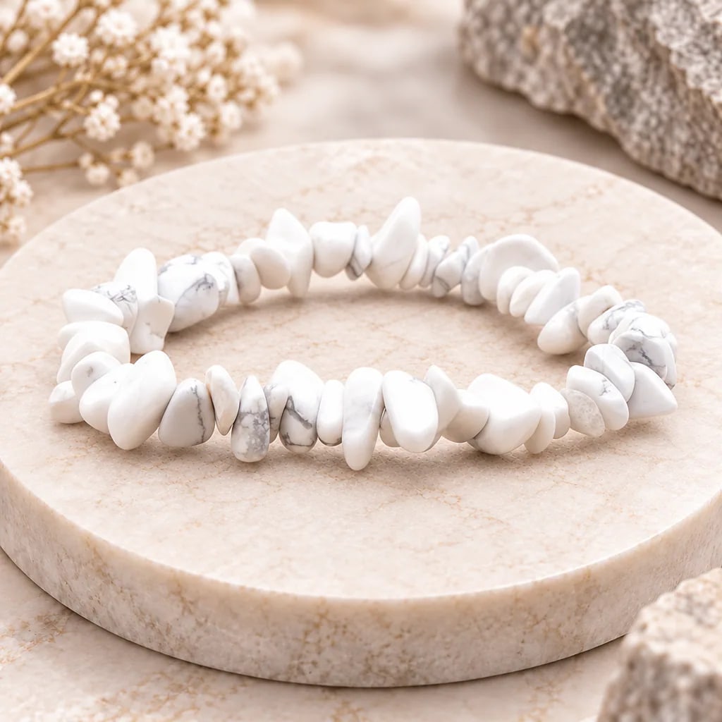 Bracelet baroque en howlite blanche du Zimbabwe · Grade A, vue 1