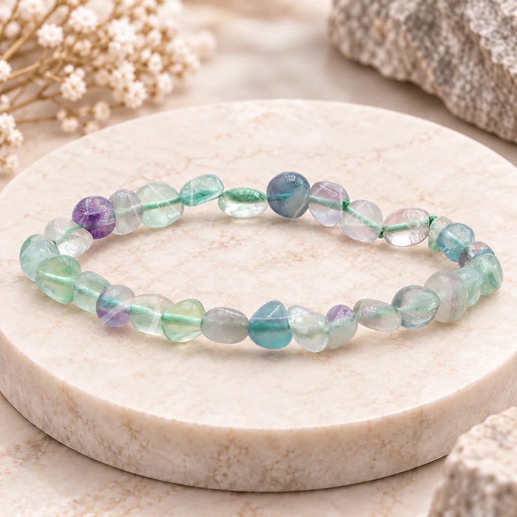 Bracelet en pierres roulées de fluorine de Chine · Grade A, vue 1