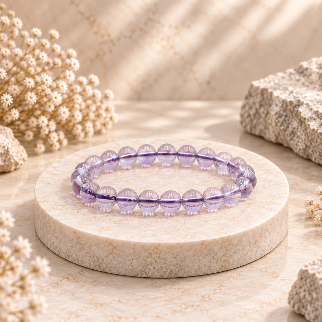 Bracelet à boules en améthyste claire du Brésil — 8 mm — Grade AA, vue 1