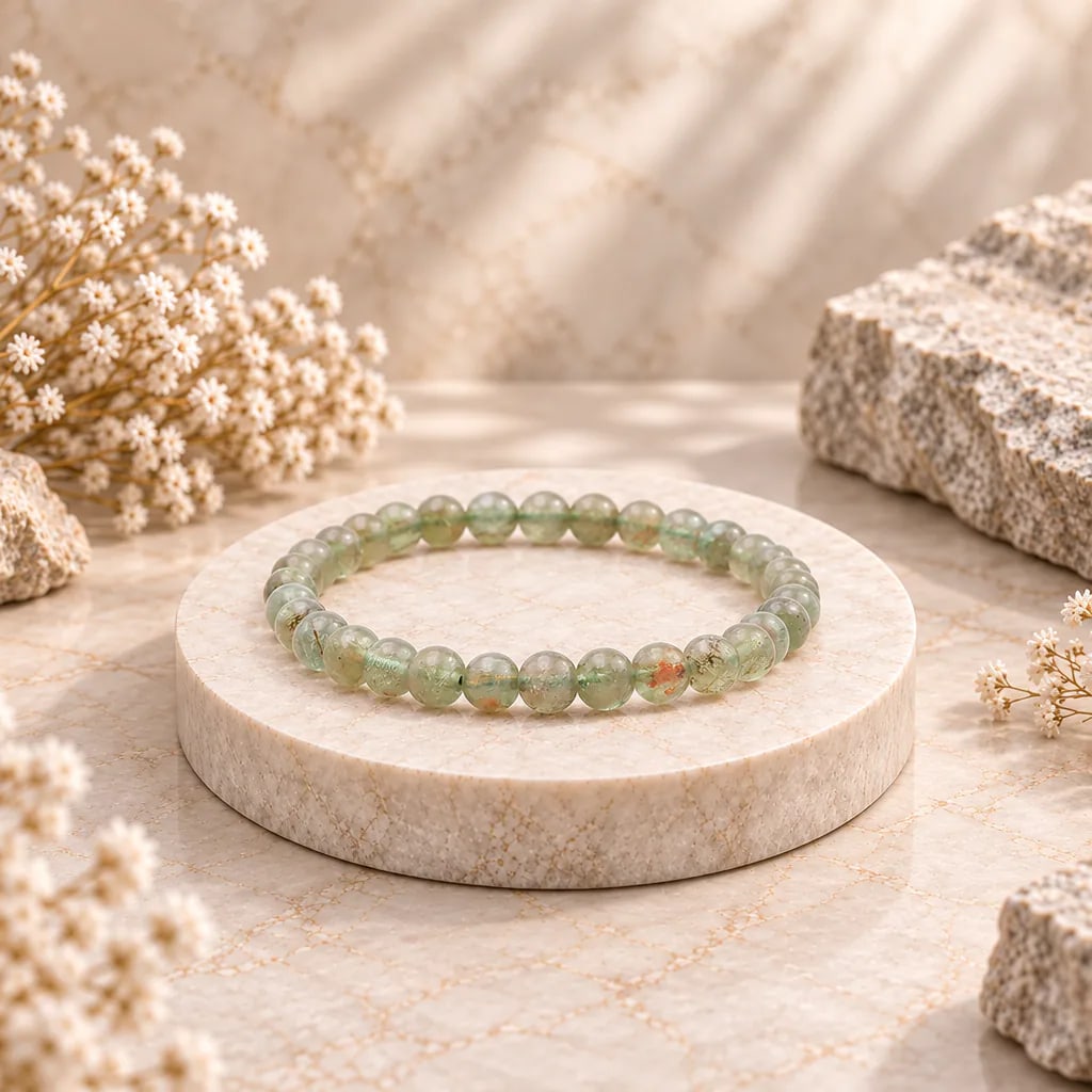 Bracelet à boules en Apatite verte · 6 mm · Madagascar · Grade A, vue 1