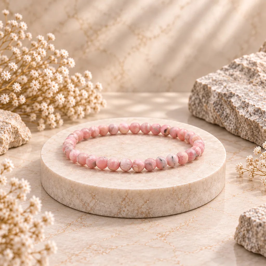 Bracelet à boules en Rhodochrosite · 5 mm · Argentine · Grade AA, vue 1