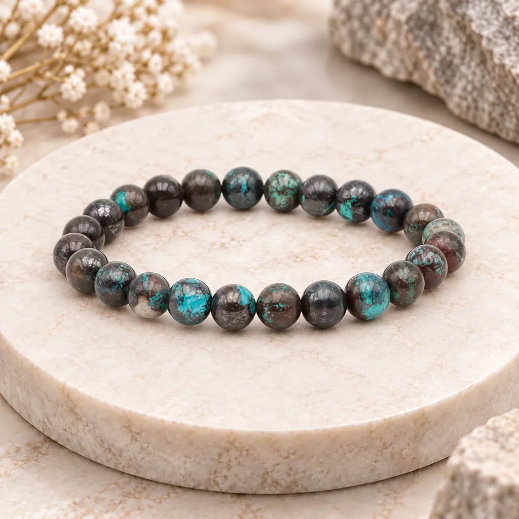 Bracelet à boules en chrysocolle du Congo-Kinshasa · 8 mm — Grade A+, vue 1