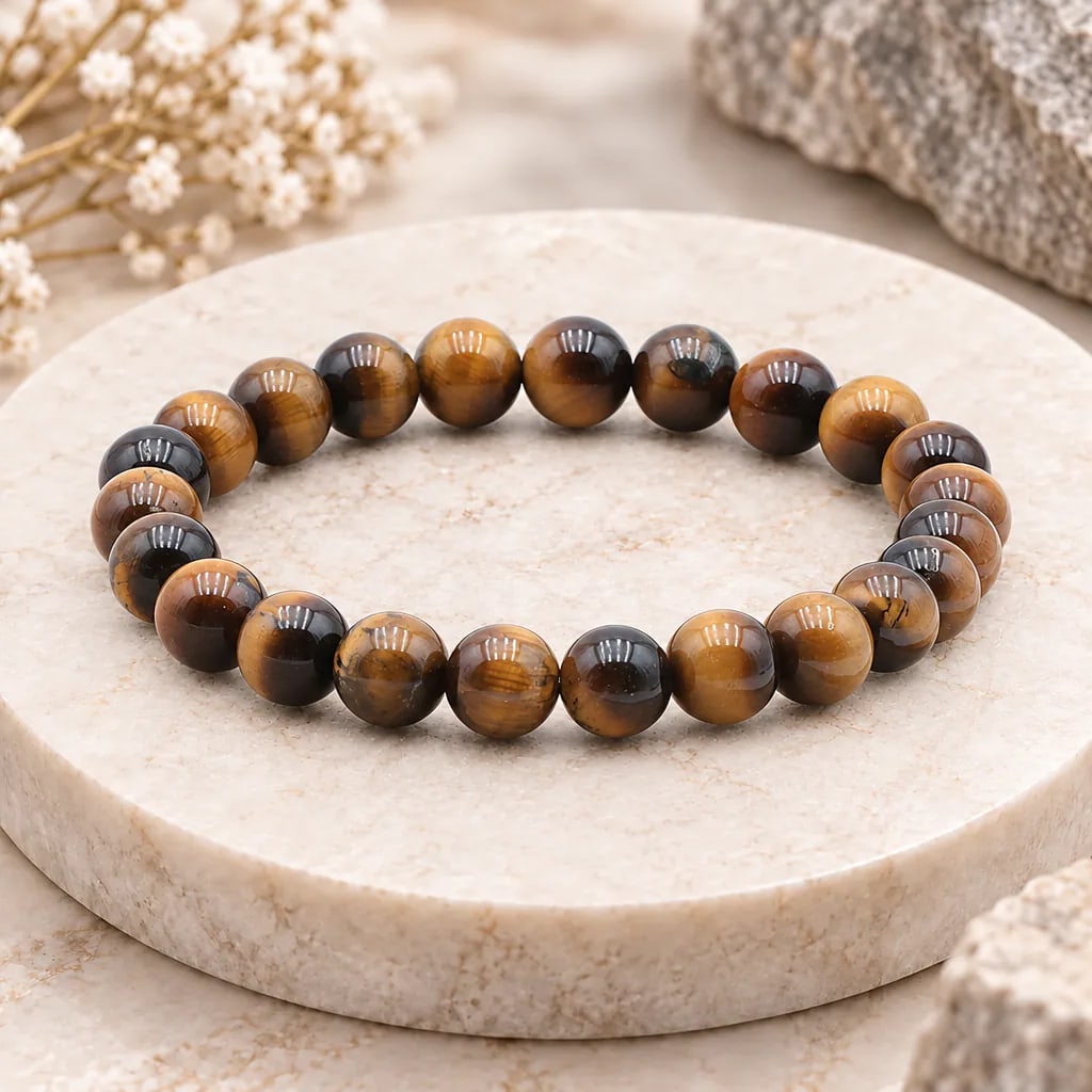Bracelet à boules en œil de tigre d’Afrique du Sud — 8 mm — Grade A, vue 1