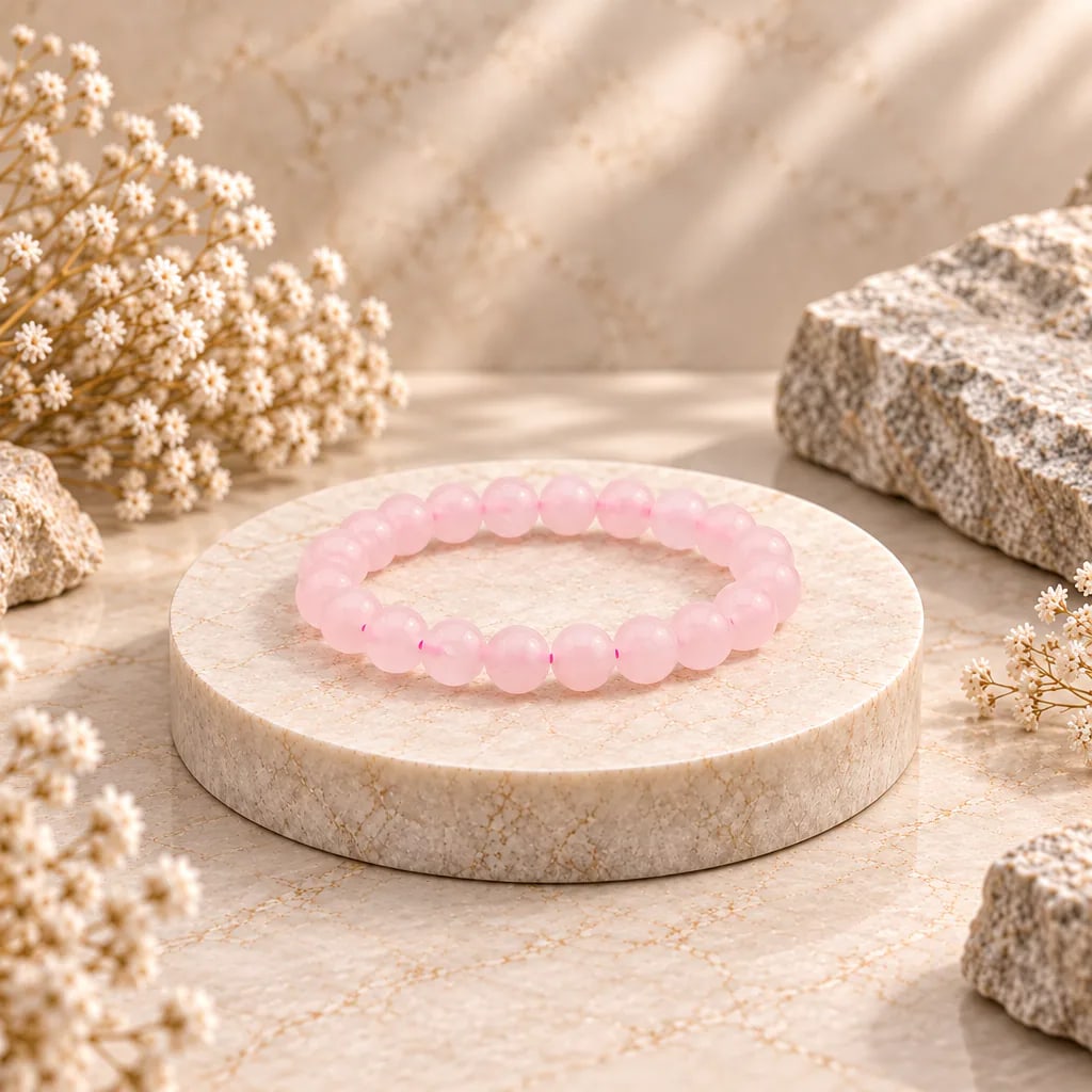 Bracelet à boules en Quartz rose · 8 mm · Brésil · Grade A, vue 1