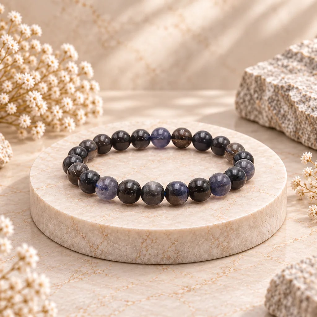 Bracelet à boules en cordiérite d’Inde — 8 mm — Grade A+, vue 1