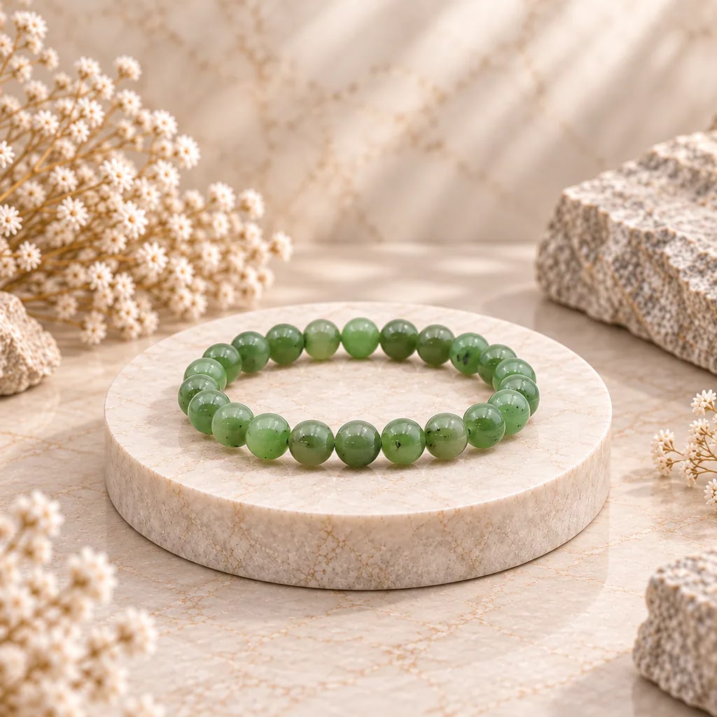 Bracelet à boules en jade néphrite du Canada — 8 mm — Grade A, vue 1