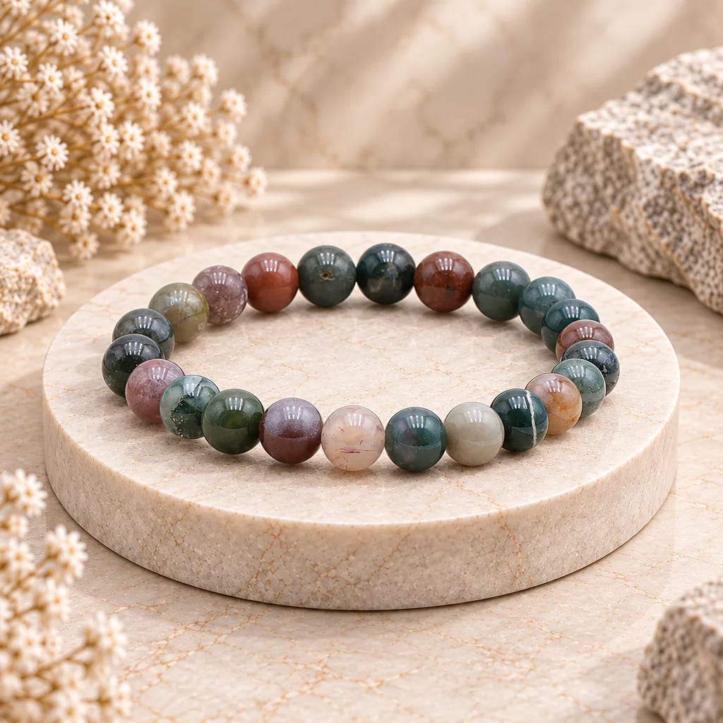 Bracelet à boules en agate Indienne — 8 mm — Grade A
