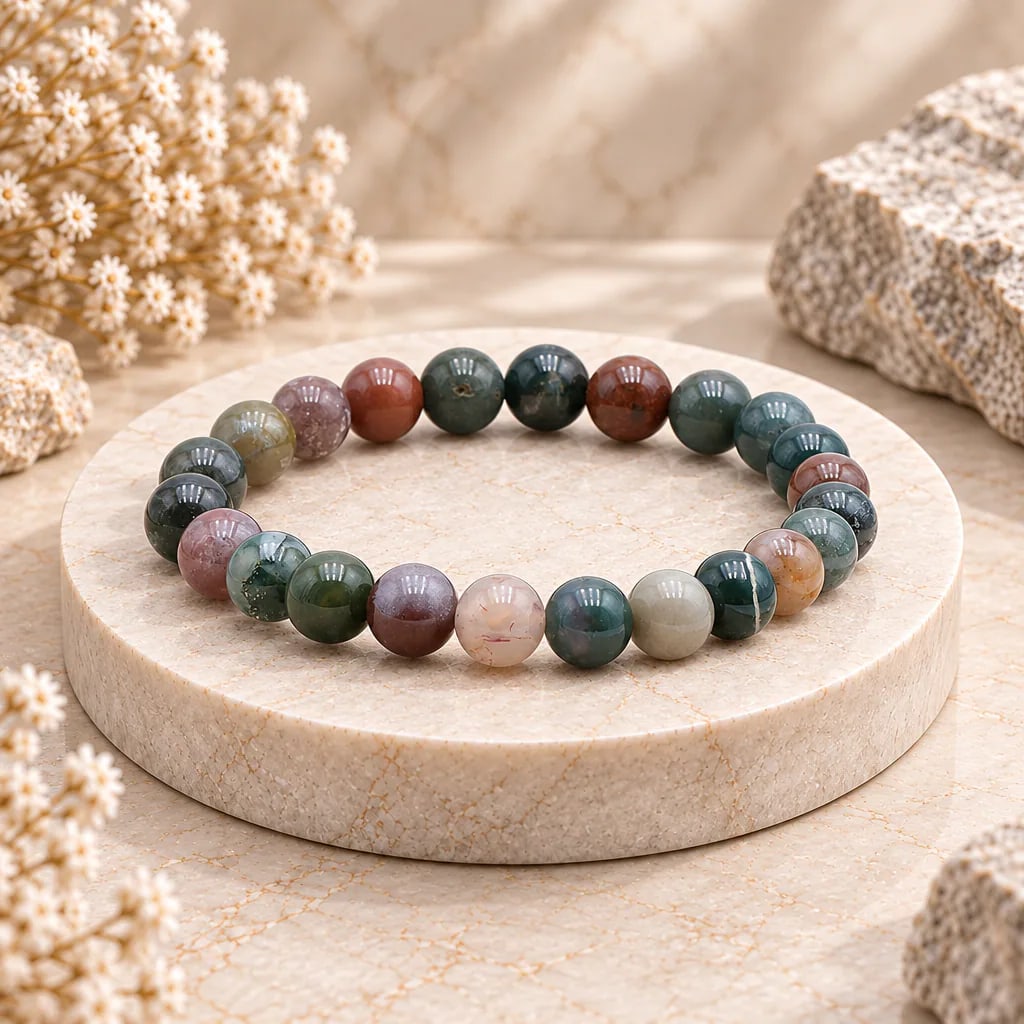 Bracelet à boules en agate Indienne — 8 mm — Grade A, vue 1