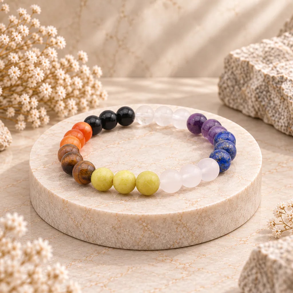 Bracelet à boules 7 Chakras — 8 mm — Grade A, vue 1