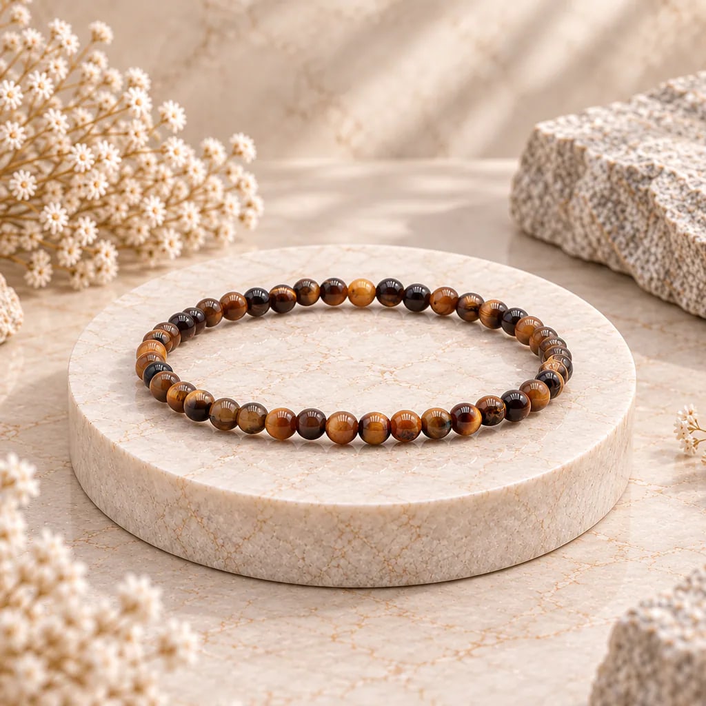 Bracelet à boules en Œil de tigre · 4 mm · Afrique du Sud · Grade A, vue 1