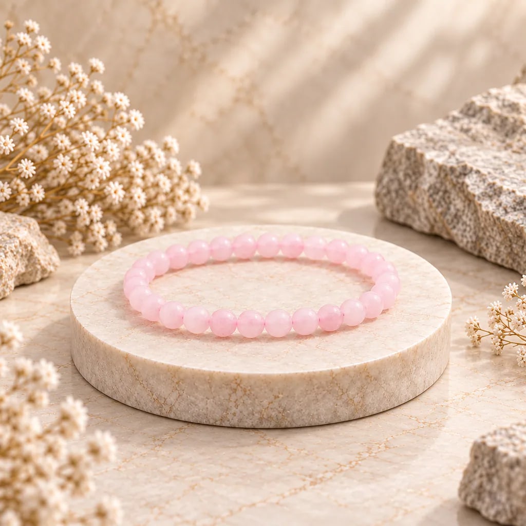 Bracelet à boules en Quartz rose · 8 mm · Brésil · Grade A, vue 1